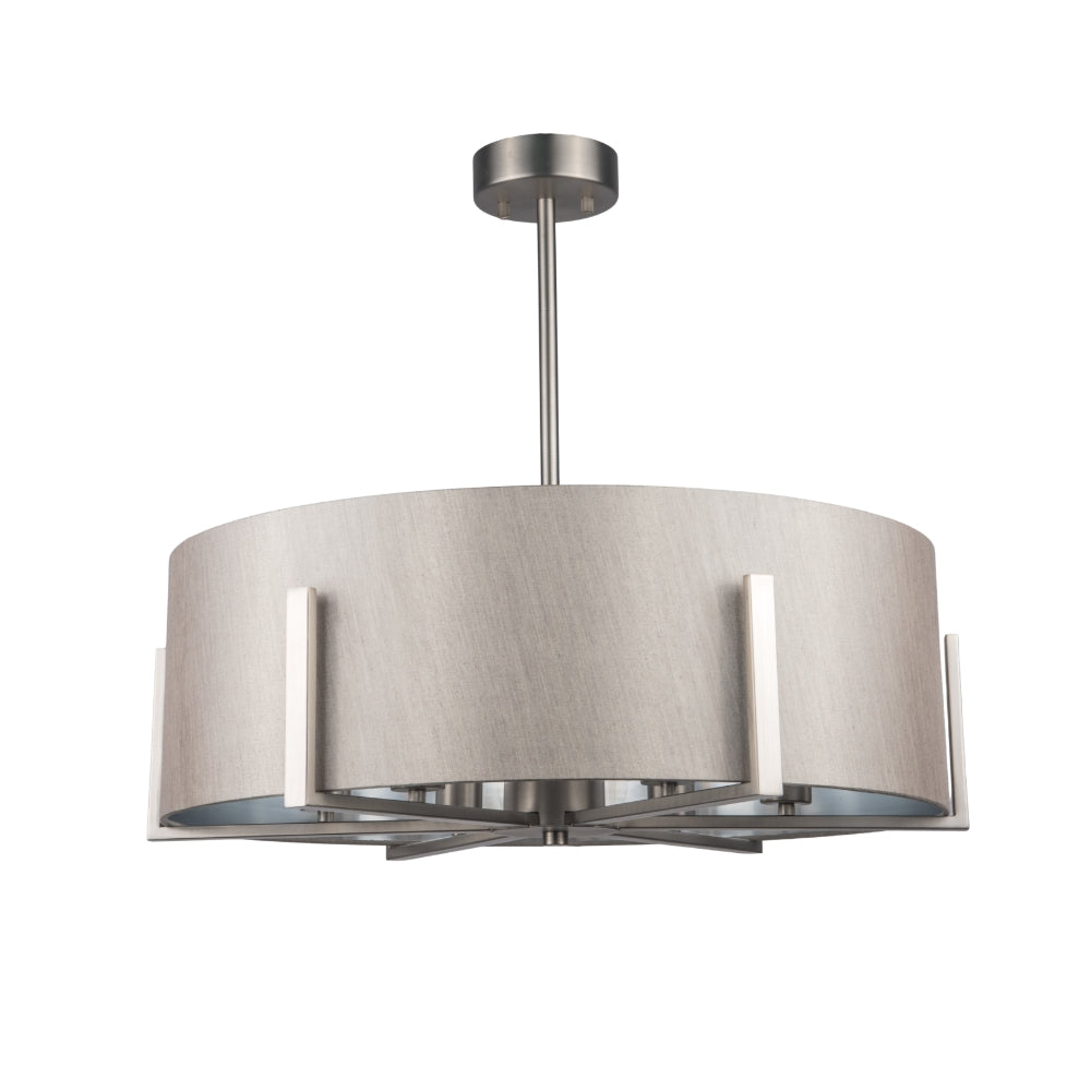 Magnalux HAD06SC Hadden 6 Light Satin Chrome with Taupe Shade Silver Inner product image - Endon Lighting from First Light Direct with great prices and fast UK delivery