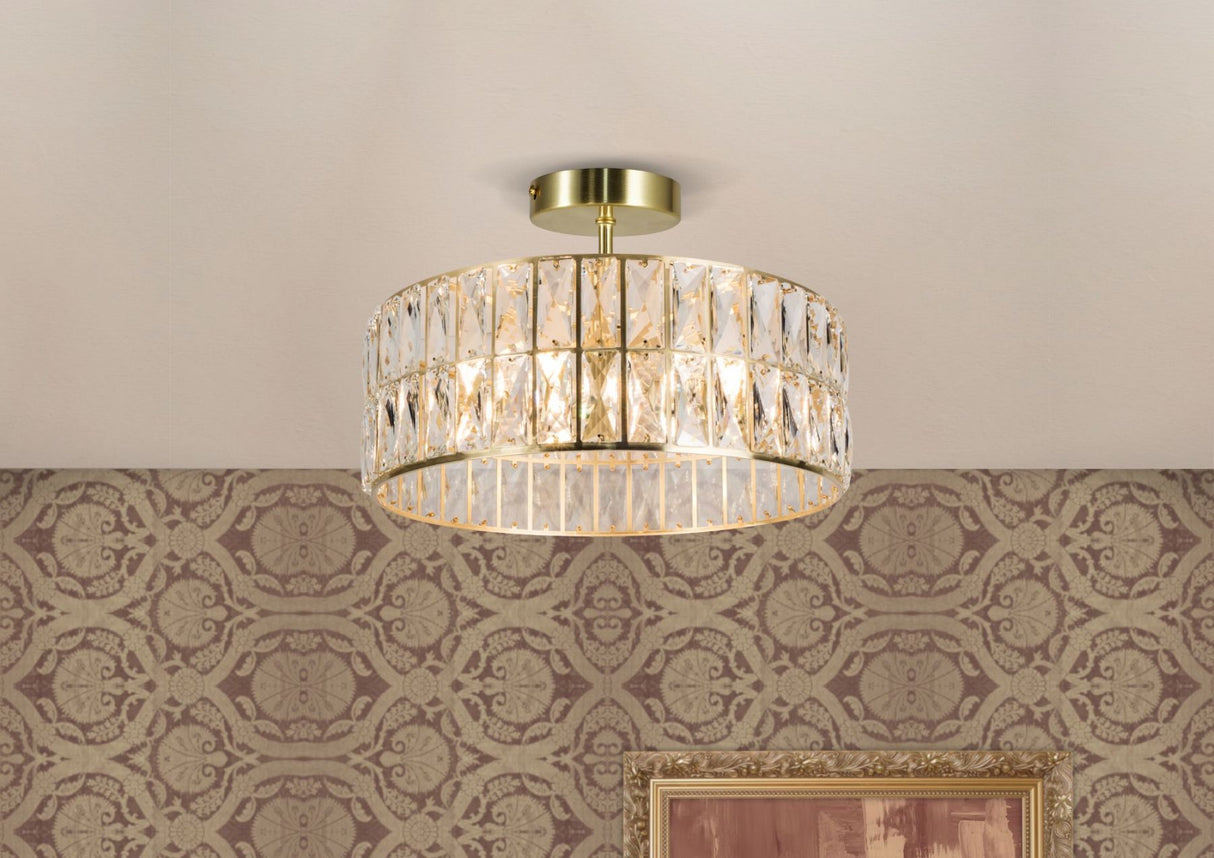 Magnalux Haley 6 Light Satin Brass Bathroom Crystal Part Number - HAL06SB