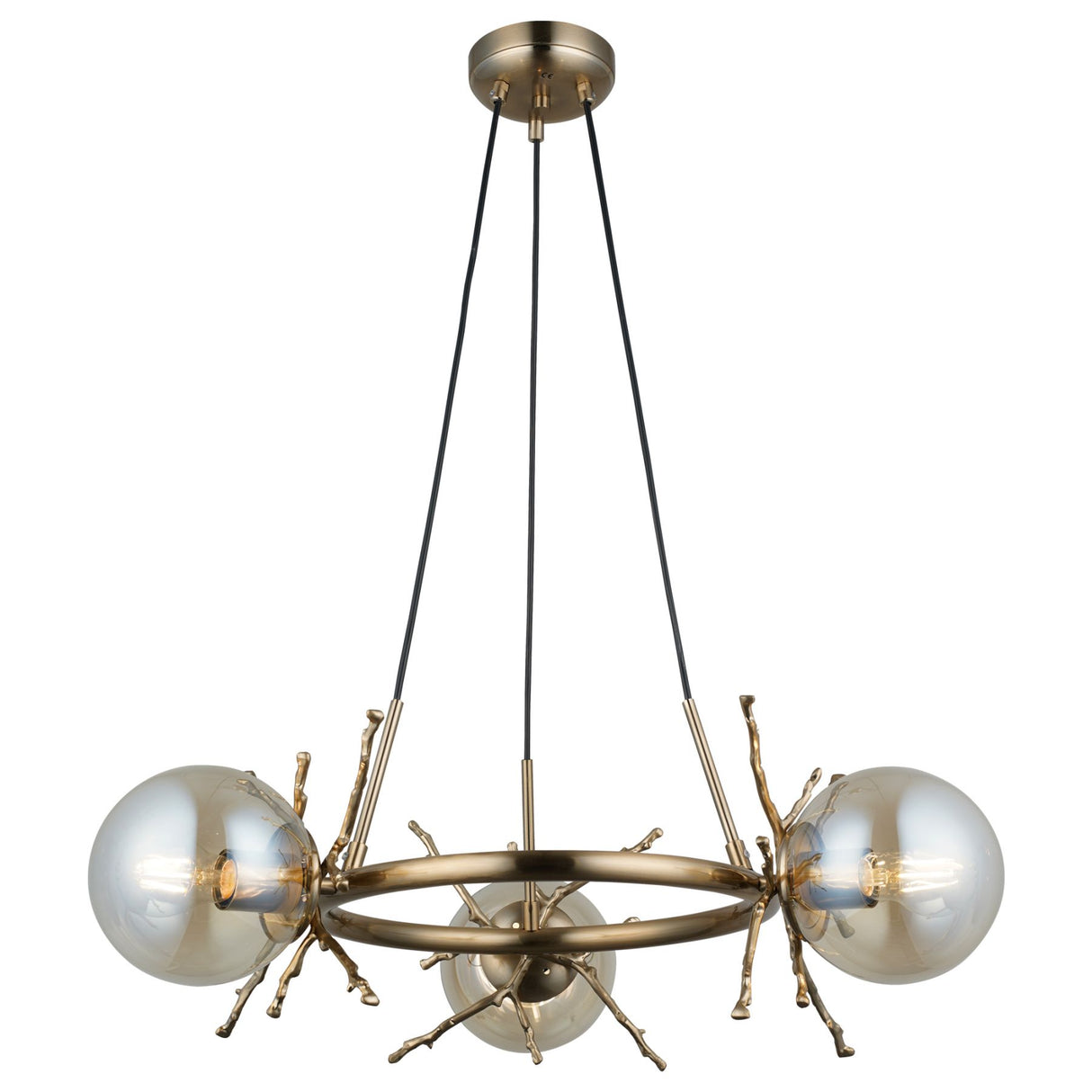 Magnalux Harvey 3 Light Pendant Satin Brass Part Number - HAR03SB
