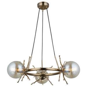 Magnalux Harvey 3 Light Pendant Satin Brass Part Number - HAR03SB