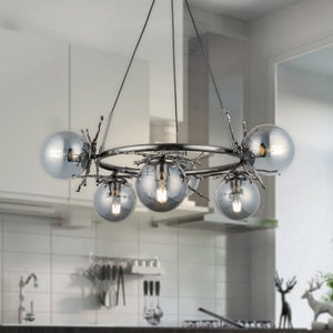 Magnalux Harvey 6 Light Pendant Brushed Black Chrome Part Number - HAR06BBC