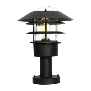 Elstead Lighting Pedestal Lantern from the Helsingor range. Helsingor 1 Light Pedestal Lantern Product Code = HELSINGOR-PED-BK