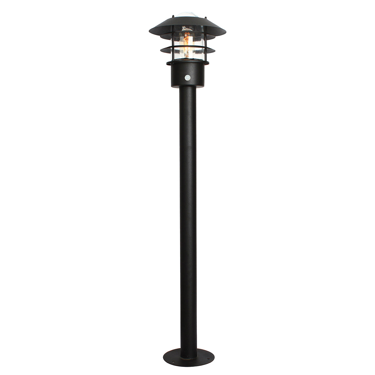Elstead Lighting Bollard from the Helsingor range. Helsingor 1 Light Bollard Lantern with PIR Product Code = HELSINGOR-PIR-BOL-BK