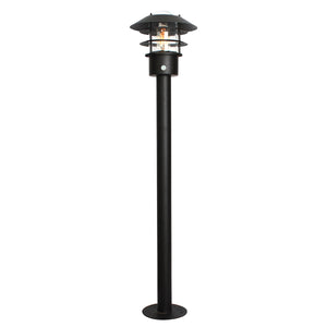 Elstead Lighting Bollard from the Helsingor range. Helsingor 1 Light Bollard Lantern with PIR Product Code = HELSINGOR-PIR-BOL-BK