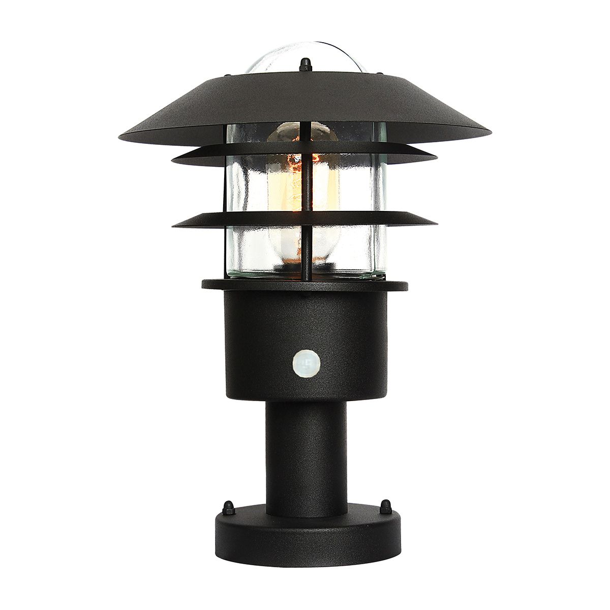 Elstead Lighting Pedestal Lantern from the Helsingor range. Helsingor 1 Light PIR Pedestal Lantern – SKU HELSINGOR-PIR-PED-BK