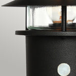 Elstead Lighting Pedestal Lantern from the Helsingor range. Helsingor 1 Light PIR Pedestal Lantern – SKU HELSINGOR-PIR-PED-BK