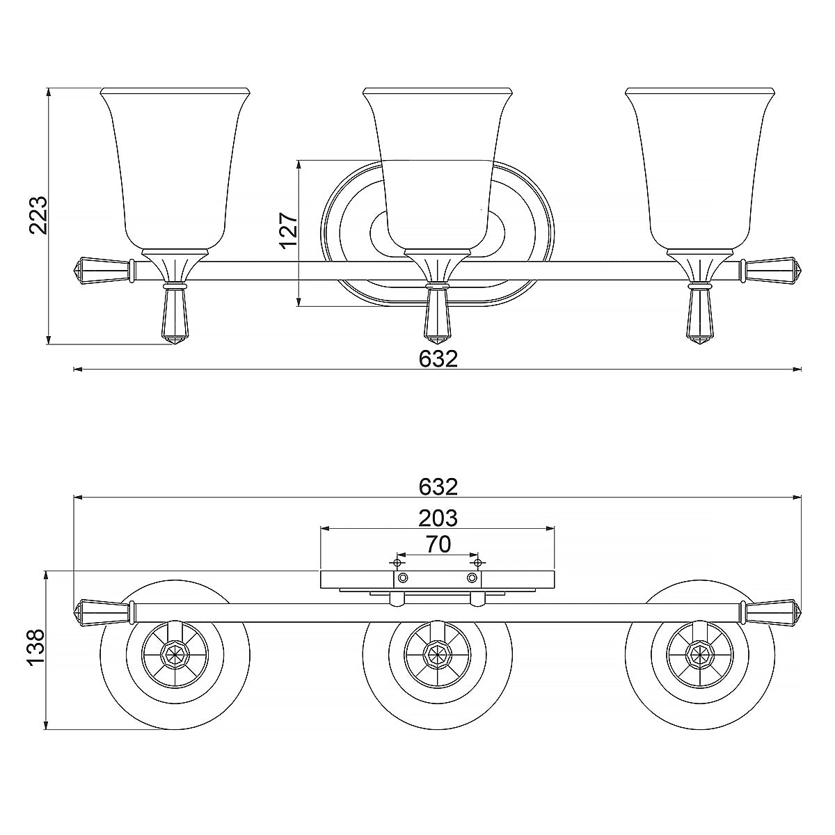 Hinkley Wall Light from the Blythe range. Blythe 3 Light Bar Light Product Code = HK-BLYTHE3-BATH