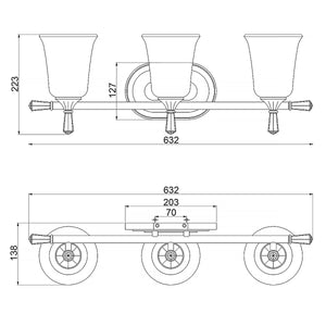 Hinkley Wall Light from the Blythe range. Blythe 3 Light Bar Light Product Code = HK-BLYTHE3-BATH