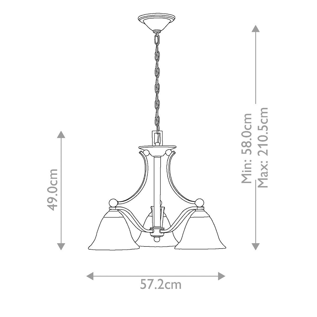 Hinkley Chandelier from the Bolla range. Bolla 3 Light Chandelier – SKU HK-BOLLA3