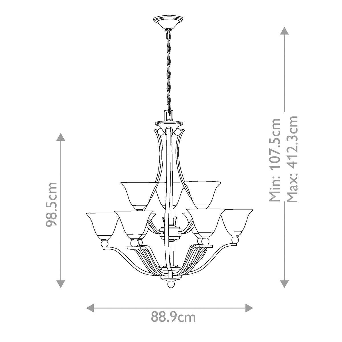 Hinkley Chandelier from the Bolla range. Bolla 9 Light Chandelier – SKU HK-BOLLA9