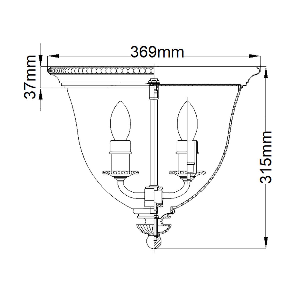 Hinkley Ceiling Flush from the Cambridge range. Cambridge 3 Light Flush – SKU HK-CAMBRIDGE-F-B