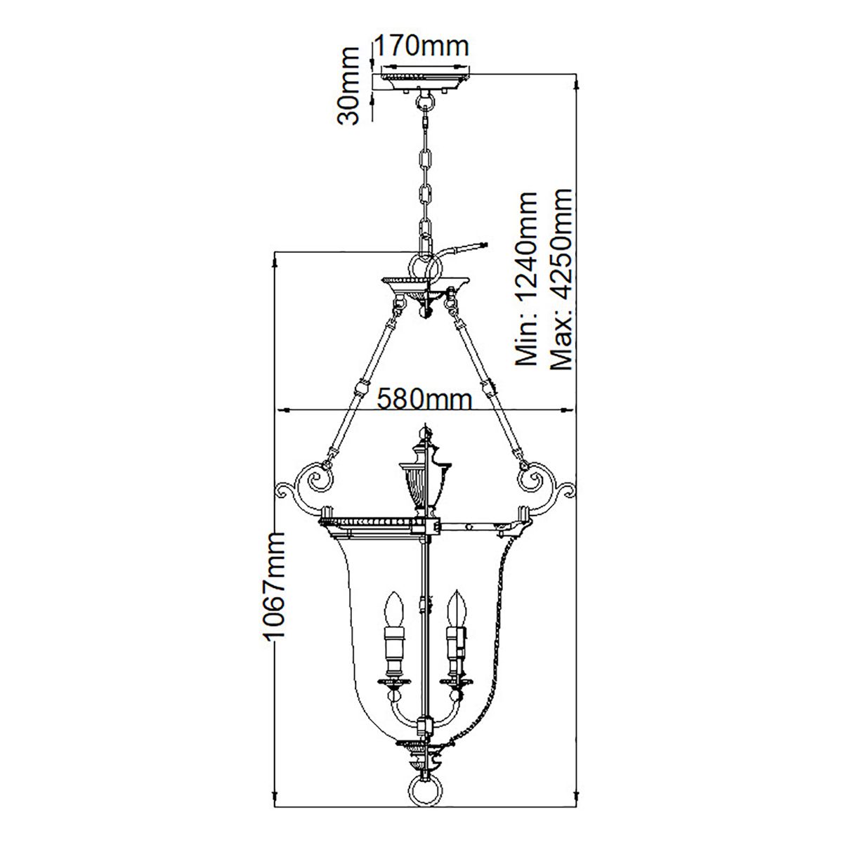 Hinkley Pendant from the Cambridge range. Cambridge 3 Light Large Pendant – SKU HK-CAMBRIDGE-P-L