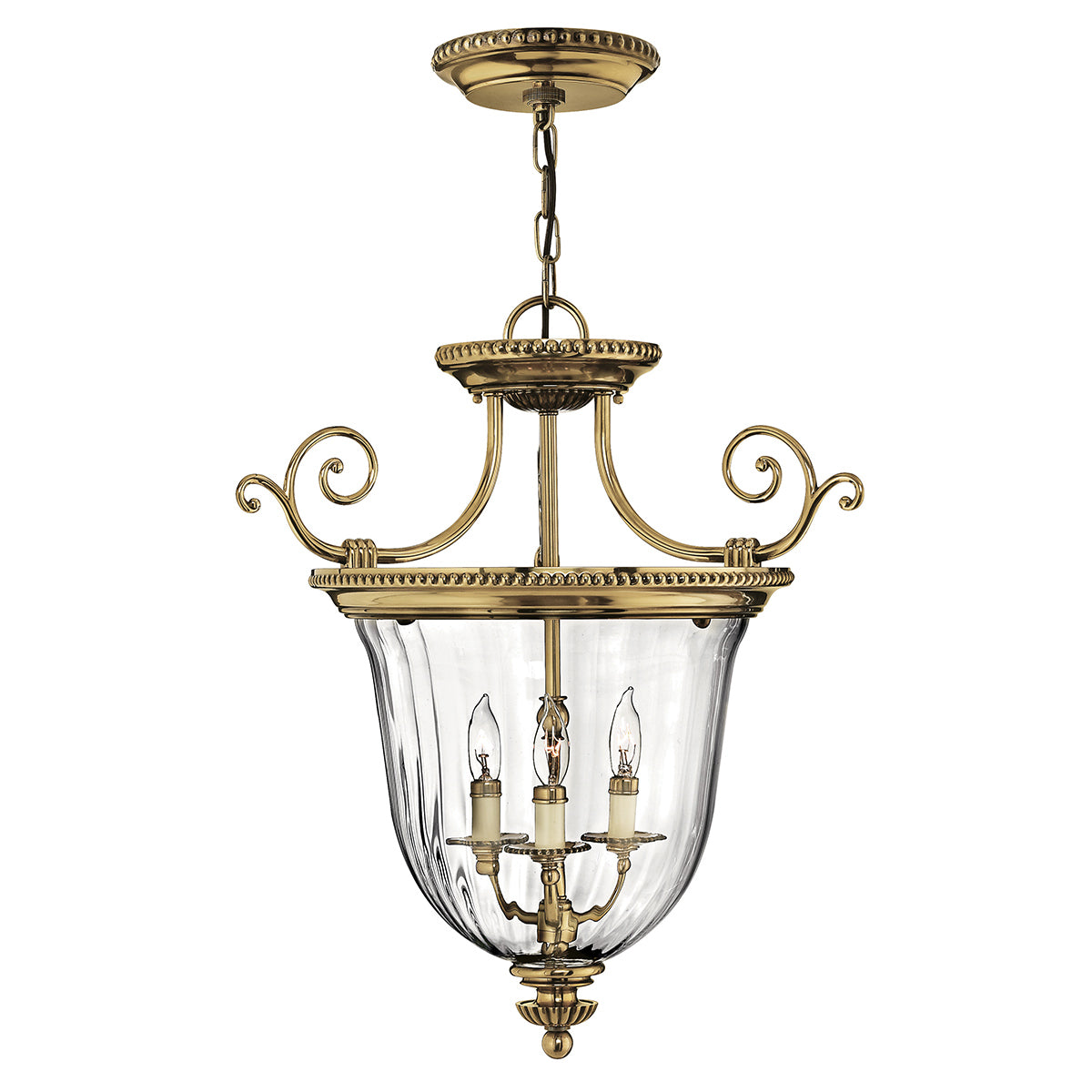 Hinkley Pendant from the Cambridge range. Cambridge 3 Light Small Pendant Product Code = HK-CAMBRIDGE-P-S