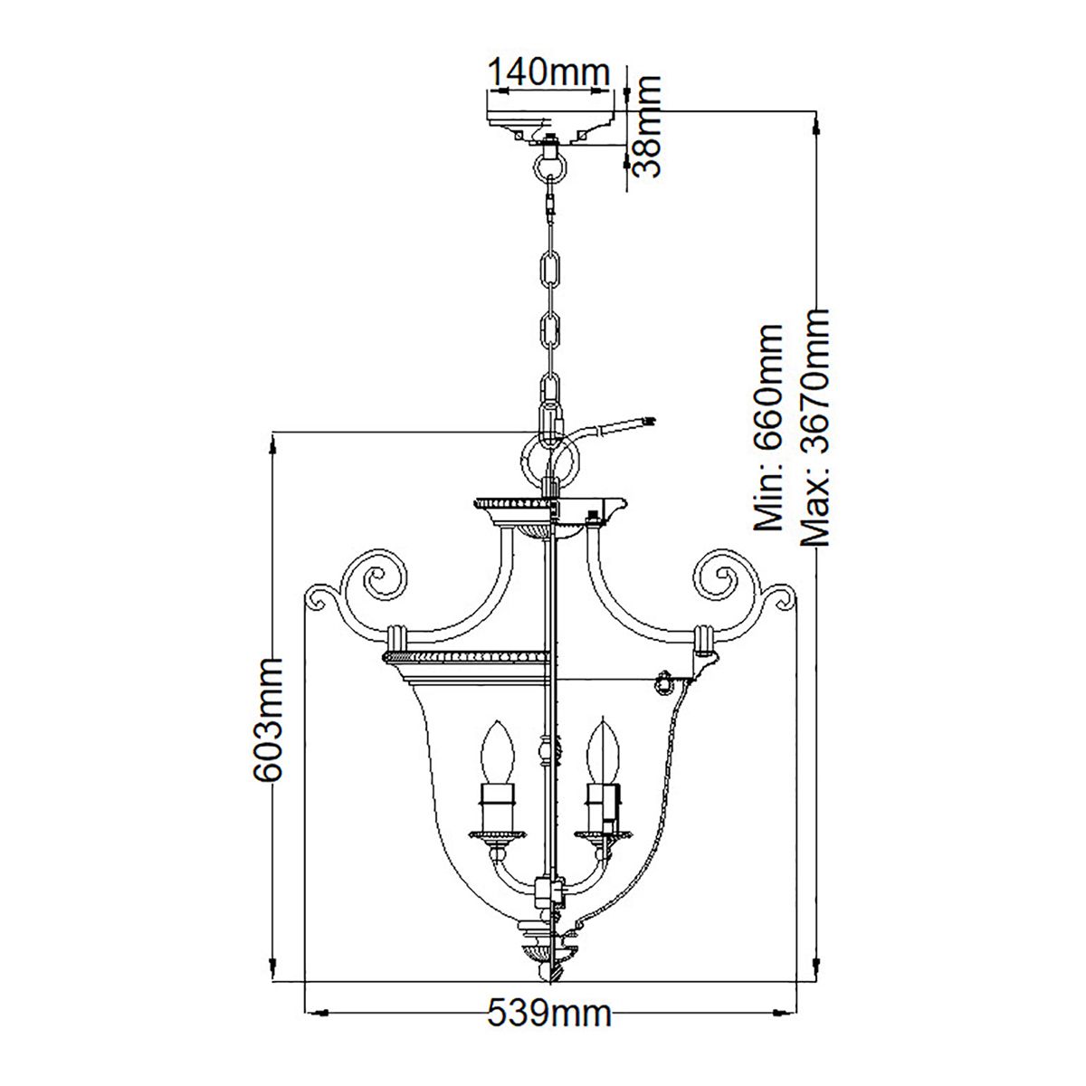 Hinkley Pendant from the Cambridge range. Cambridge 3 Light Small Pendant – SKU HK-CAMBRIDGE-P-S