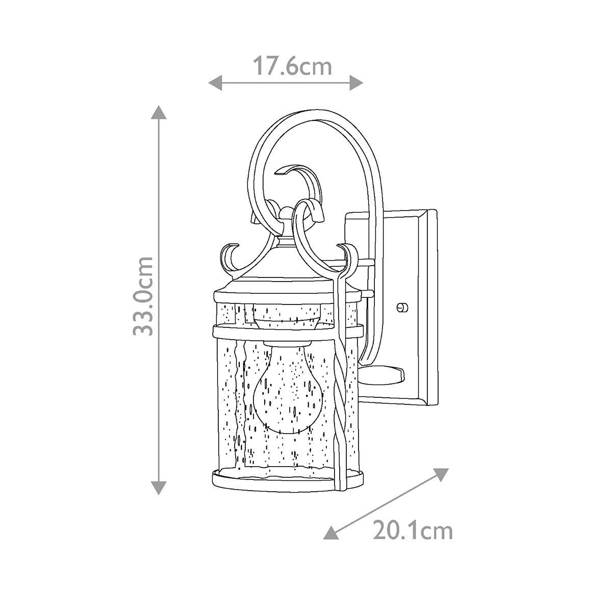 Hinkley Outdoor Wall Light from the Casa range. Casa 1 Light Wall Lantern – SKU HK-CASA-S