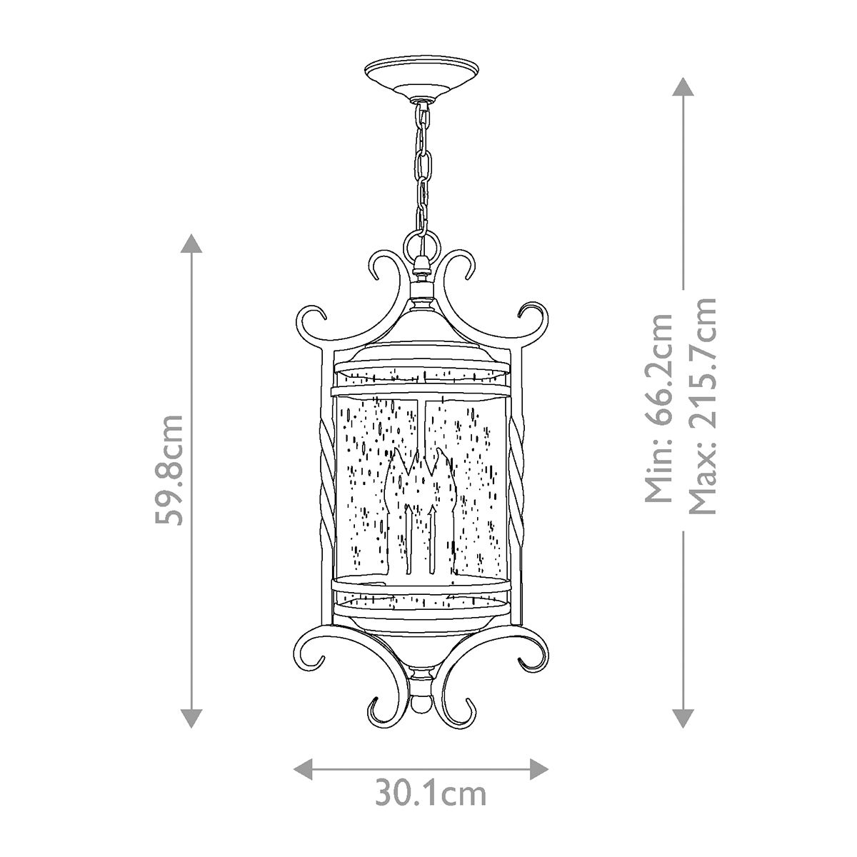 Hinkley Outdoor Hanging from the Casa range. Casa 3 Light Chain Lantern – SKU HK-CASA8