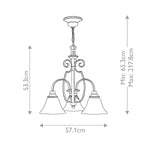 Hinkley Chandelier from the Cello range. Cello 3 Light Chandelier – SKU HK-CELLO3