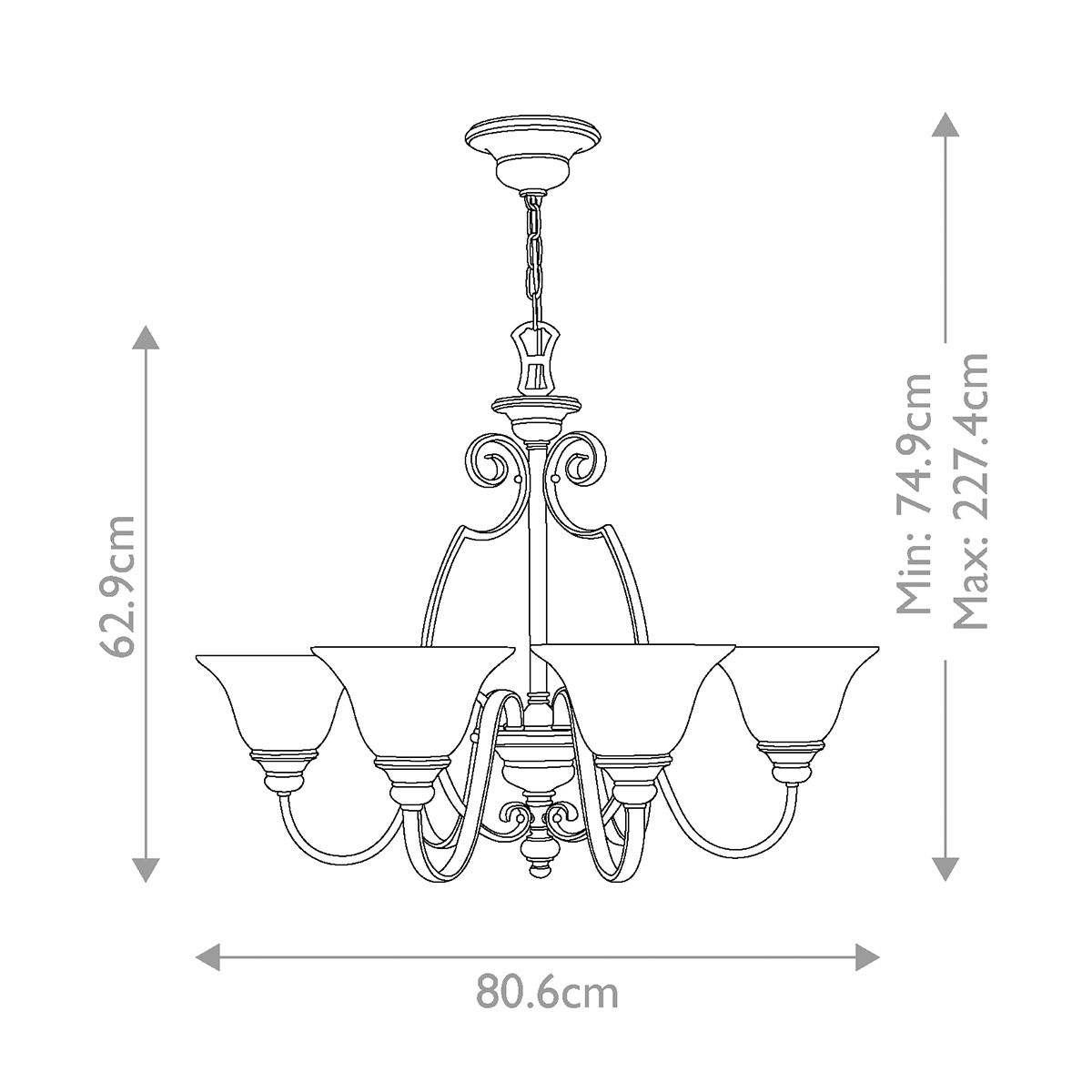 Hinkley Chandelier from the Cello range. Cello 6 Light Chandelier – SKU HK-CELLO6