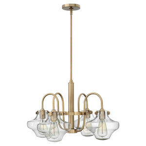Hinkley Chandelier from the Congress range. Congress 4 Light Clear Tiered Glass Chandelier - Brushed Caramel  Product Code = HK-CONGRESS4-B-BC