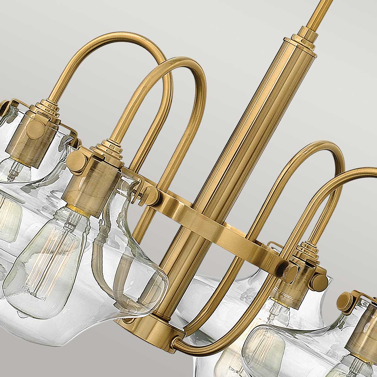 Hinkley Chandelier from the Congress range. Congress 4 Light Clear Tiered Glass Chandelier - Brushed Caramel  Product Code = HK-CONGRESS4-B-BC