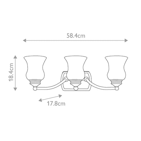 Hinkley Wall Light from the Constance range. Constance 3 Light Above Mirror Light Product Code = HK-CONSTANCE3-BATH