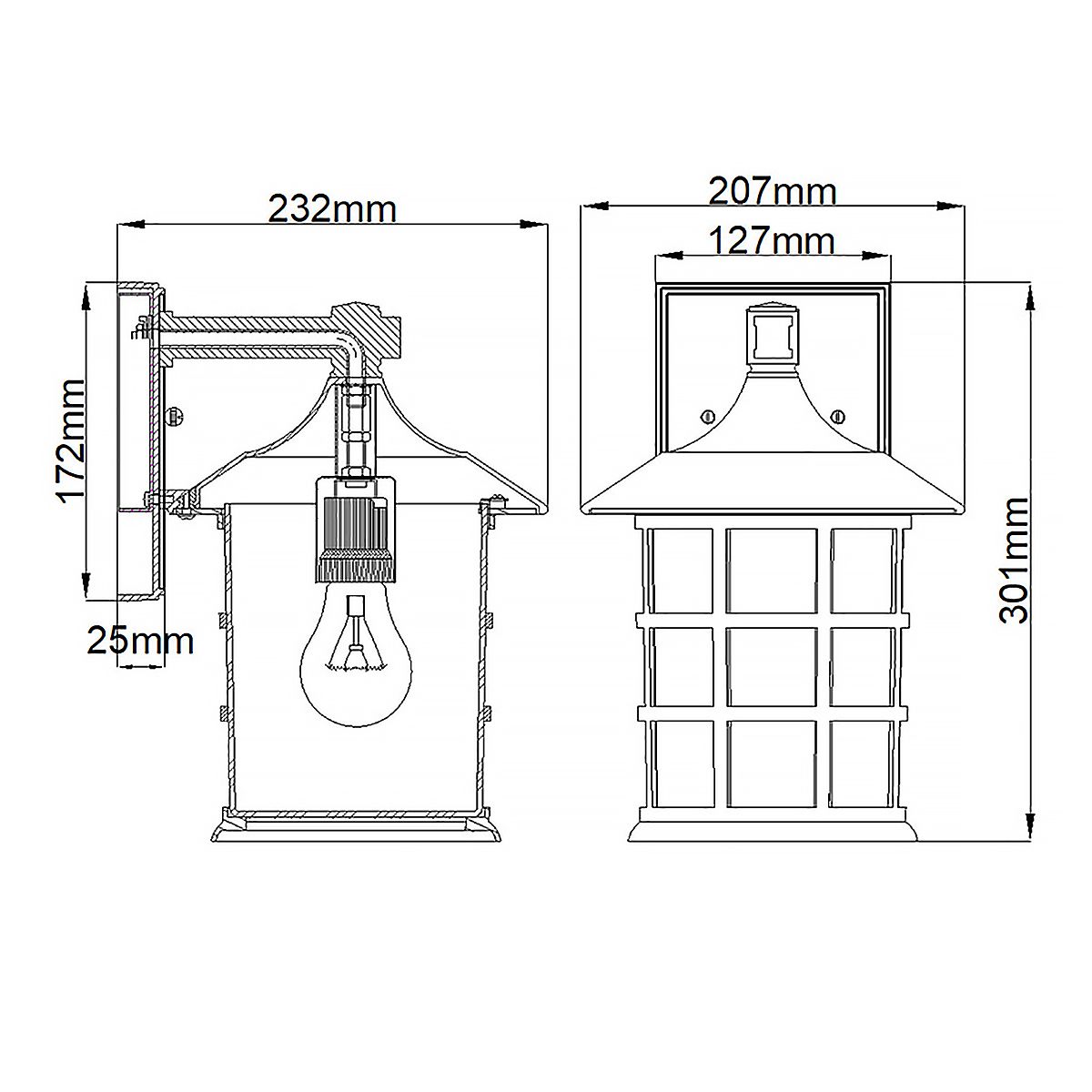 Hinkley Outdoor Wall Light from the Freeport range. Freeport 1-light Medium Wall Lantern – SKU HK-FREEPORT2-M-TBK