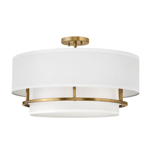 Hinkley Duo Mount Pendant/Semi-Flush from the Graham range. Graham 4 Light  Duo Mount  - Lacquered Brass Product Code = HK-GRAHAM-L-LCB