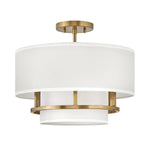 Hinkley Duo Mount Pendant/Semi-Flush from the Graham range. Graham 3 Light Duo Mount - Lacquered Brass – SKU HK-GRAHAM-M-LCB