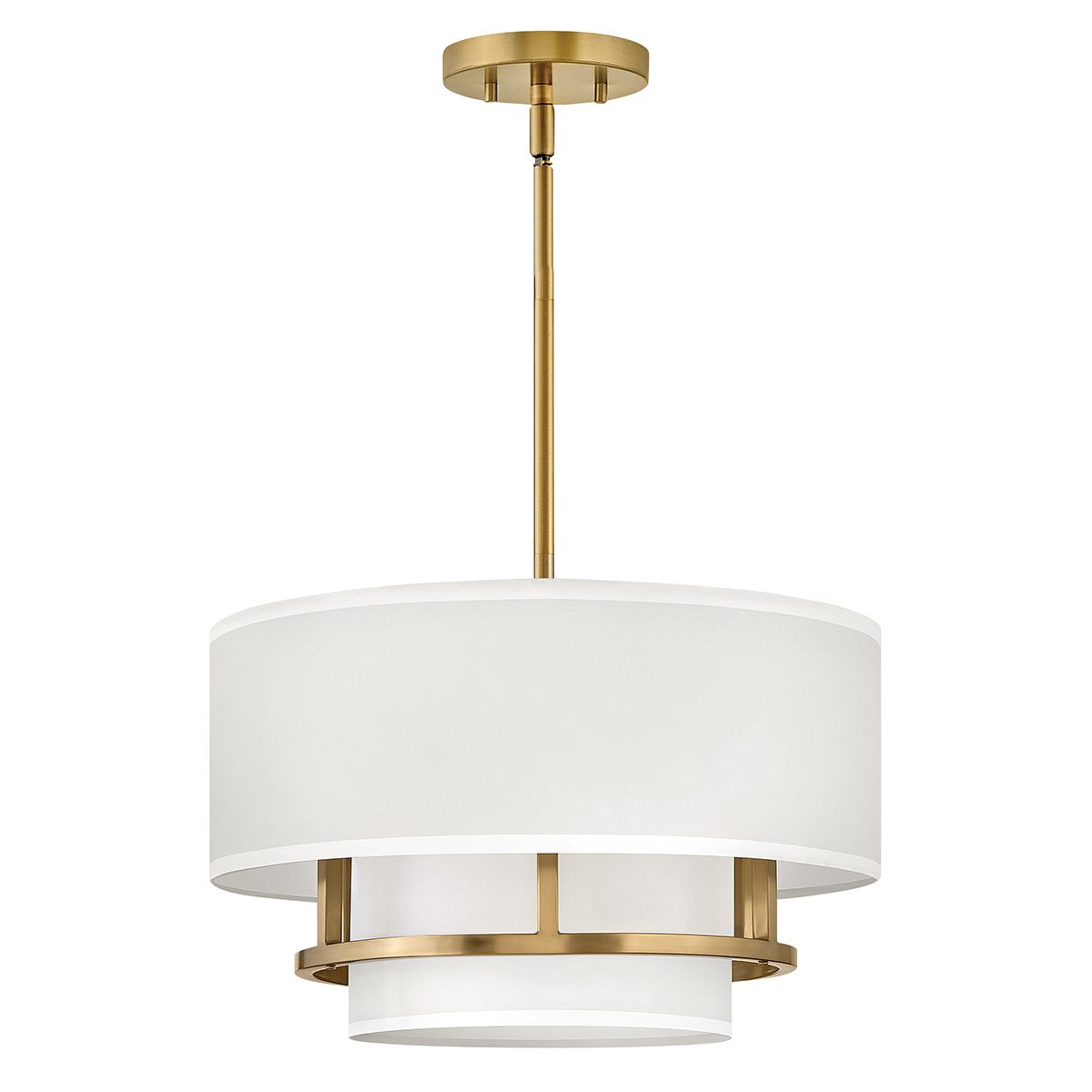 Hinkley Duo Mount Pendant/Semi-Flush from the Graham range. Graham 3 Light Duo Mount - Lacquered Brass – SKU HK-GRAHAM-M-LCB