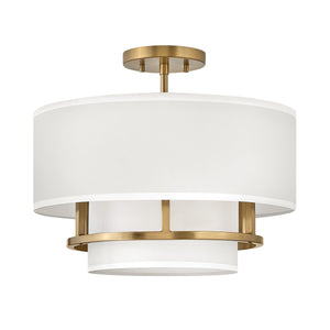 Hinkley Duo Mount Pendant/Semi-Flush from the Graham range. Graham 3 Light  Duo Mount  - Lacquered Brass Product Code = HK-GRAHAM-M-LCB