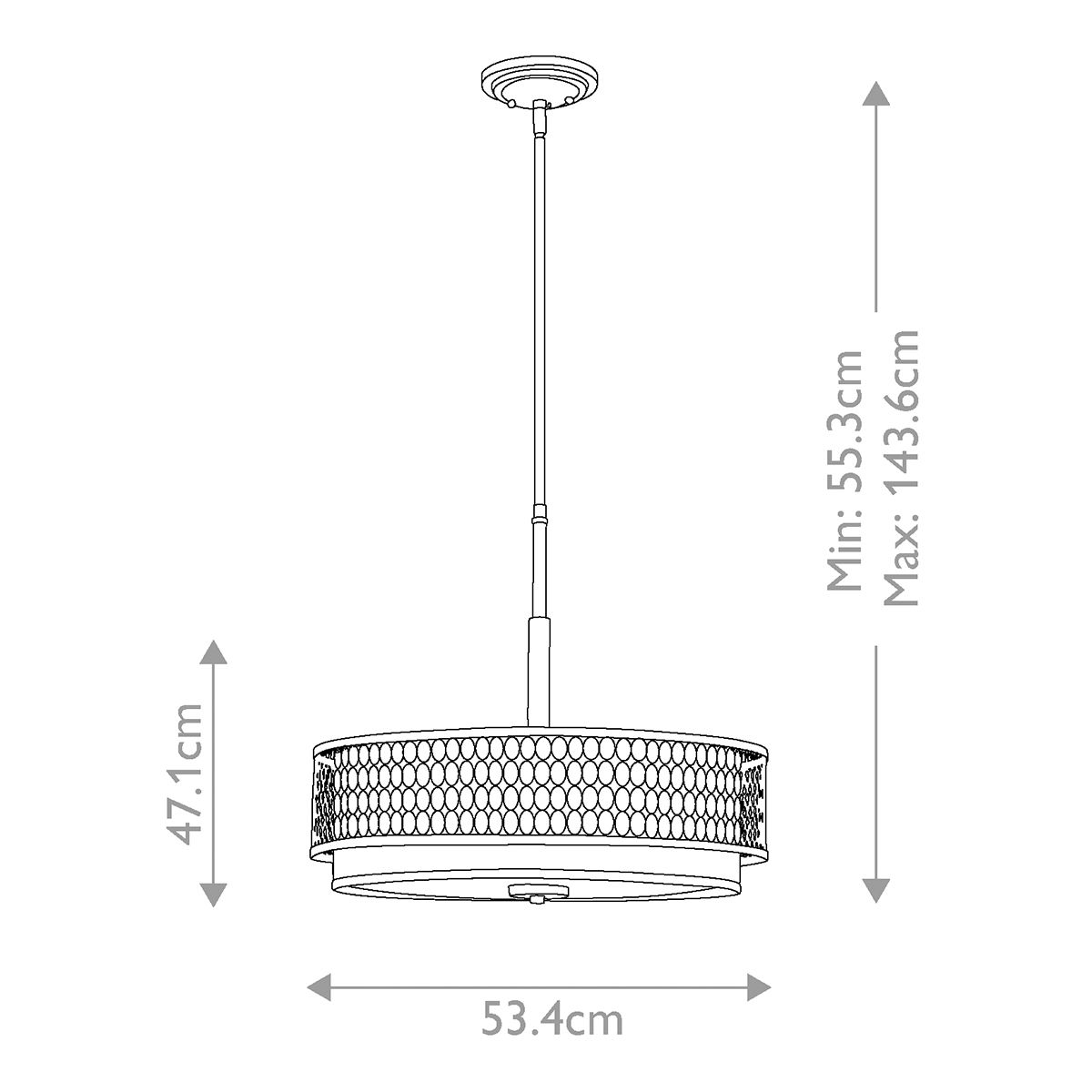Hinkley/ Fredrick Ramond Jules 3 Light Pendant / Semi-Flush – SKU HK-JULES-3P-BN