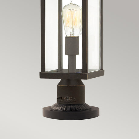 Hinkley Pedestal Lantern from the Manhattan range. Manhattan 1 Light Pedestal Product Code = HK-MANHATTAN3-M
