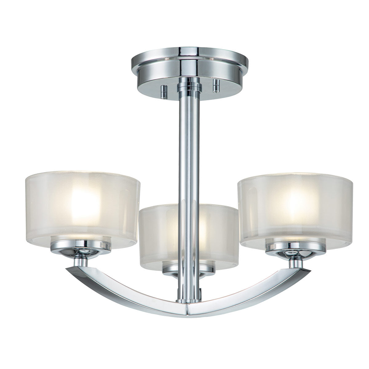 Hinkley Ceiling Semi-Flush from the Meridian range. Meridian 3 Light Semi-Flush  Product Code = HK-MERIDIAN-SF-BATH-PC