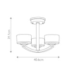 Hinkley Ceiling Semi-Flush from the Meridian range. Meridian 3 Light Semi-Flush – SKU HK-MERIDIAN-SF-BATH-PC