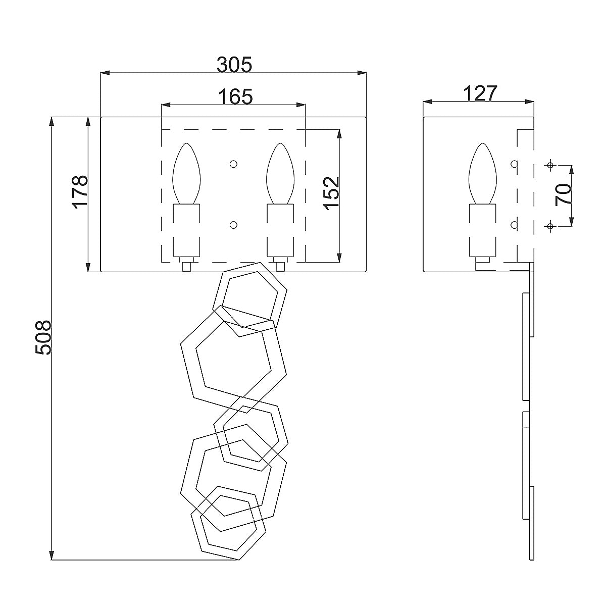 Hinkley Wall Light from the Moxie range. Moxie 2 Light Wall Light - Gold Product Code = HK-MOXIE2-SSG