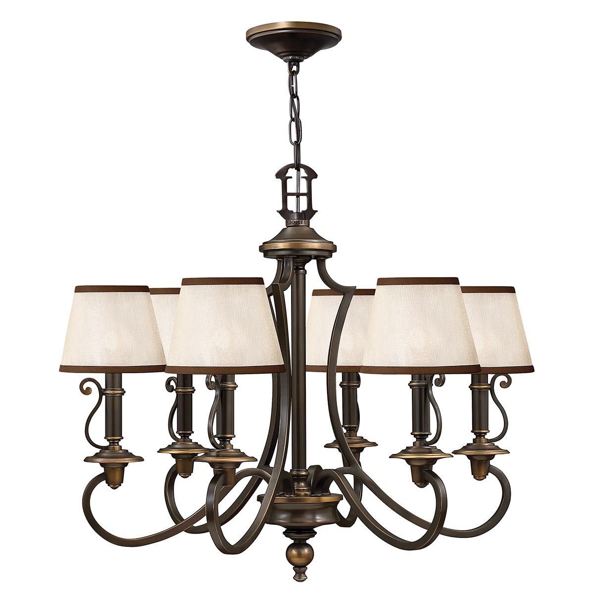 Hinkley Chandelier from the Plymouth range. Plymouth 6 Light Chandelier Product Code = HK-PLYMOUTH6