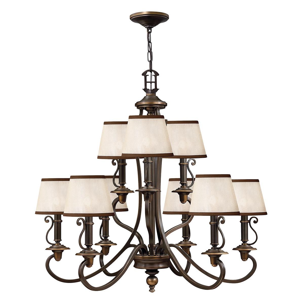 Hinkley Chandelier from the Plymouth range. Plymouth 9 Light Chandelier Product Code = HK-PLYMOUTH9