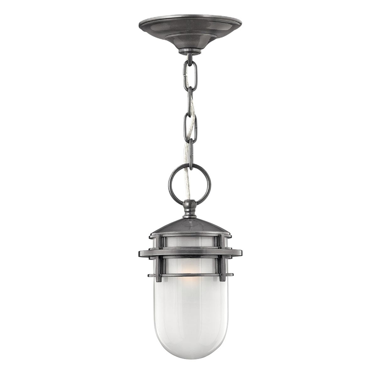 Hinkley Outdoor Hanging from the Reef range. Reef 1 Light Chain Lantern - Hematite Product Code = HK-REEF8-HE