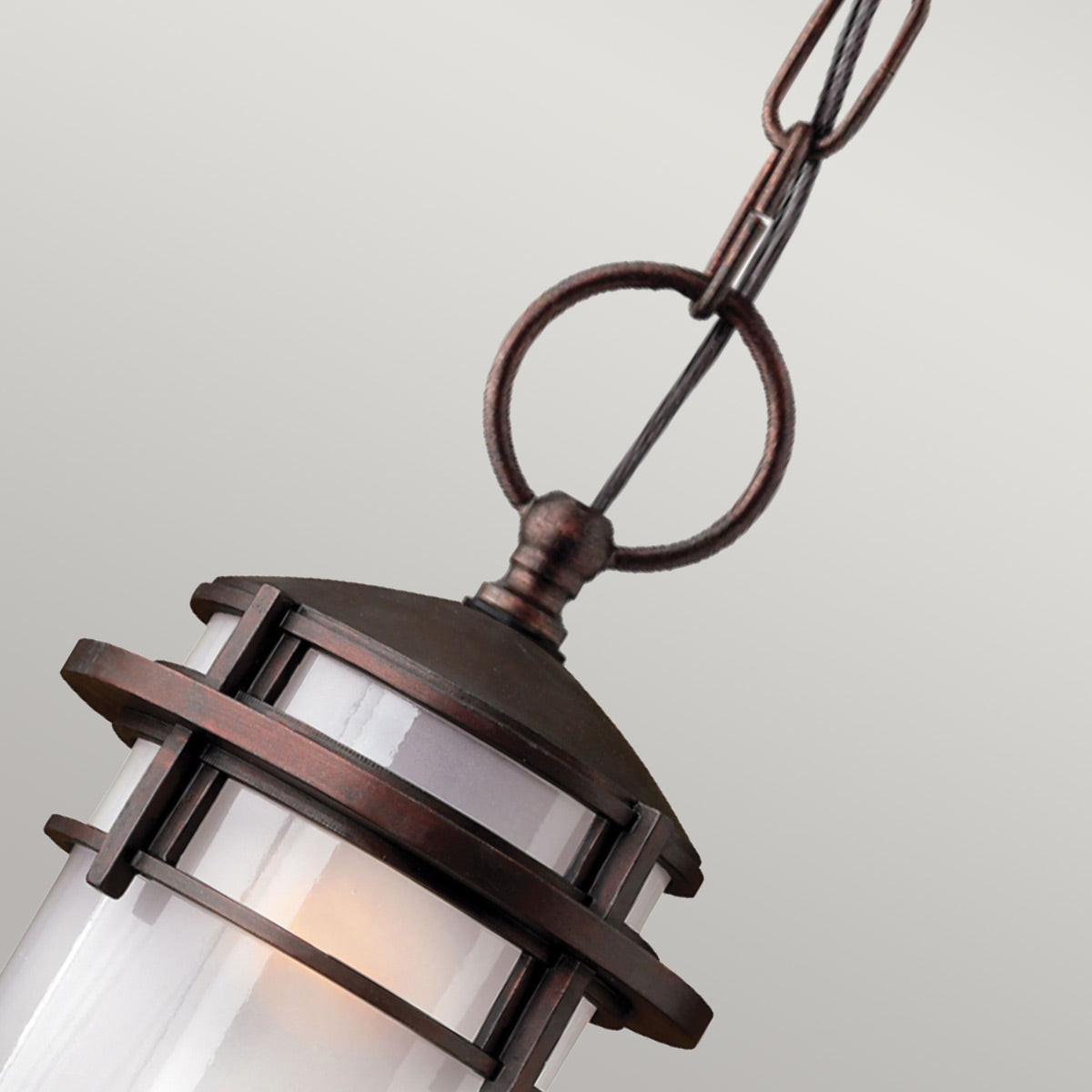 Hinkley Outdoor Hanging from the Reef range. Reef 1 Light Chain Lantern Victorian Bronze Product Code = HK-REEF8-VZ