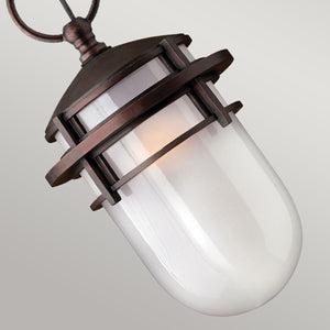 Hinkley Outdoor Hanging from the Reef range. Reef 1 Light Chain Lantern Victorian Bronze Product Code = HK-REEF8-VZ