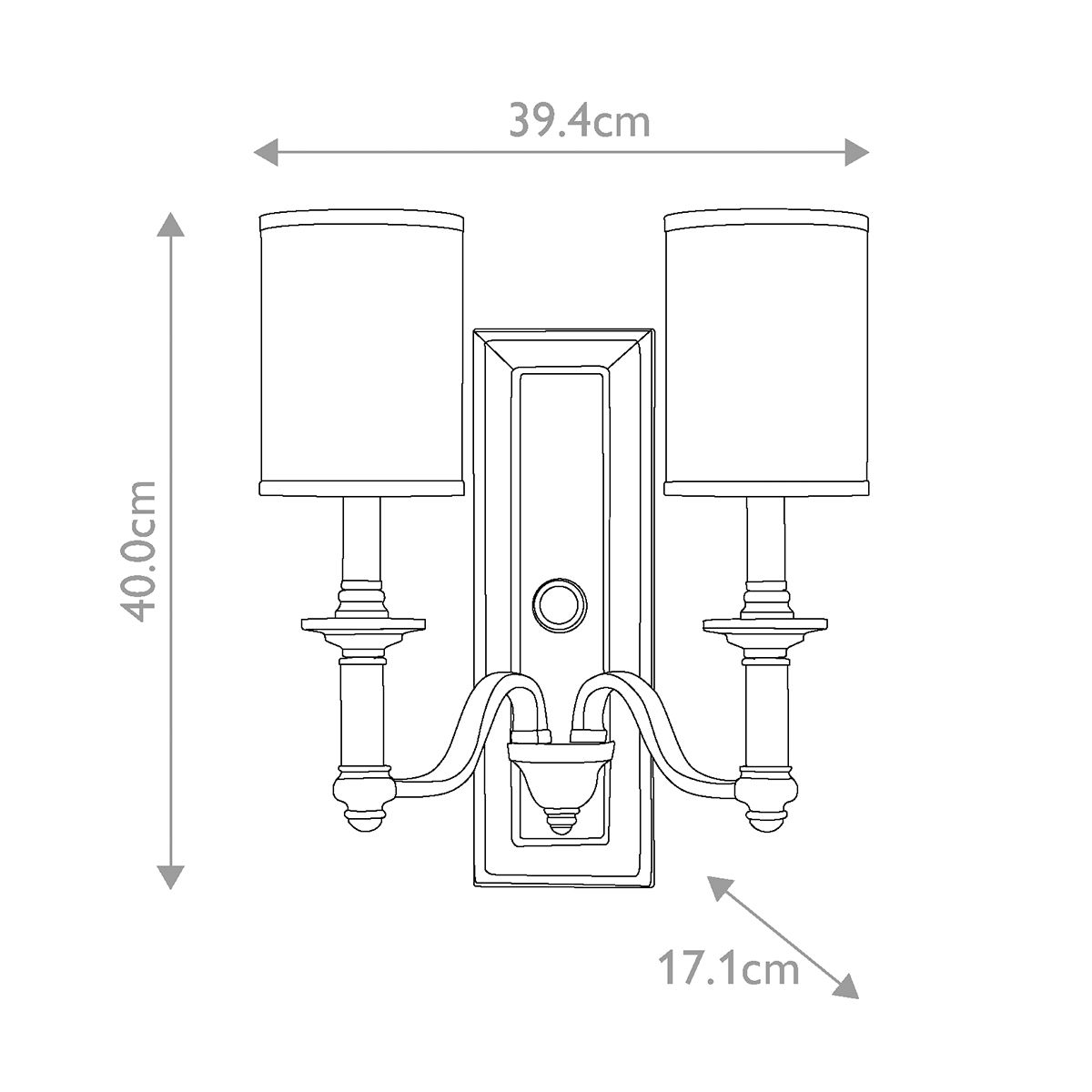 Hinkley Wall Light from the Sussex range. Sussex 2 Light Wall Light – SKU HK-SUSSEX2