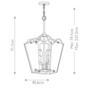 Hinkley Pendant from the Wingate range. Wingate 4 Light Medium Pendant Product Code = HK-WINGATE-P-M