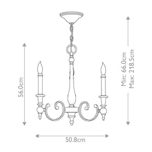 Hinkley Chandelier from the Yorktown range. Yorktown 3 Light Chandelier Product Code = HK-YORKTOWN3