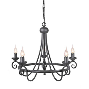 Elstead Lighting Chandelier from the Harlech range. Harlech 5 Light Chandelier - Black  Product Code = HR5-BLACK