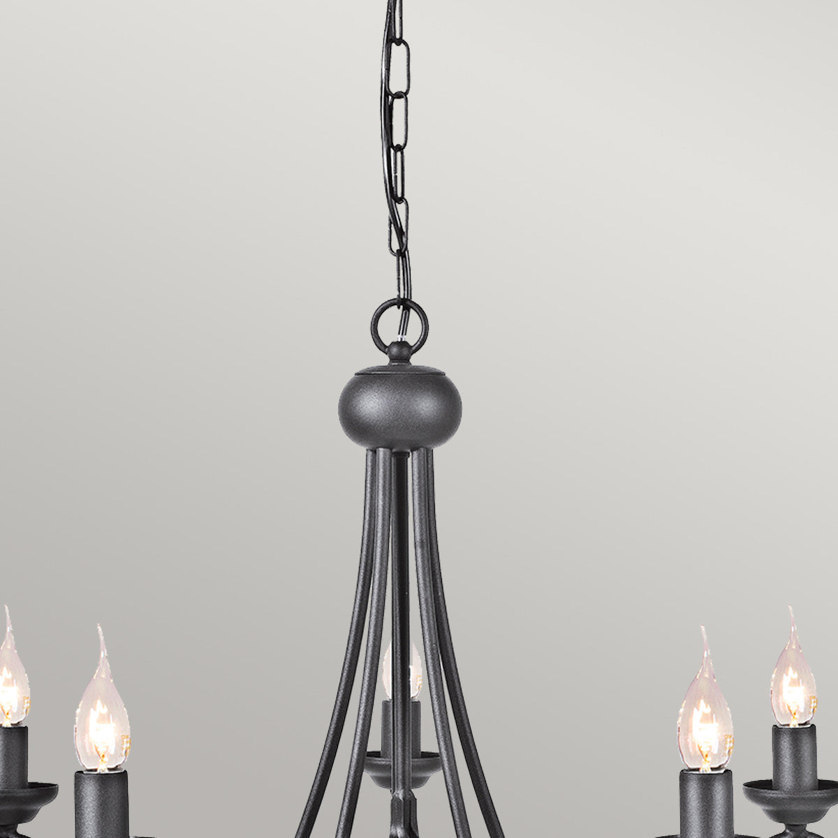 Elstead Lighting Chandelier from the Harlech range. Harlech 5 Light Chandelier - Black  Product Code = HR5-BLACK