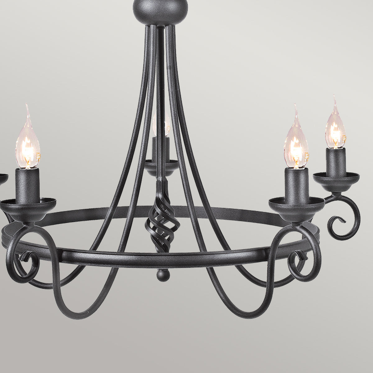 Elstead Lighting Chandelier from the Harlech range. Harlech 5 Light Chandelier - Black  Product Code = HR5-BLACK