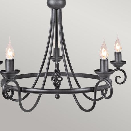 Elstead Lighting Chandelier from the Harlech range. Harlech 5 Light Chandelier - Black  Product Code = HR5-BLACK