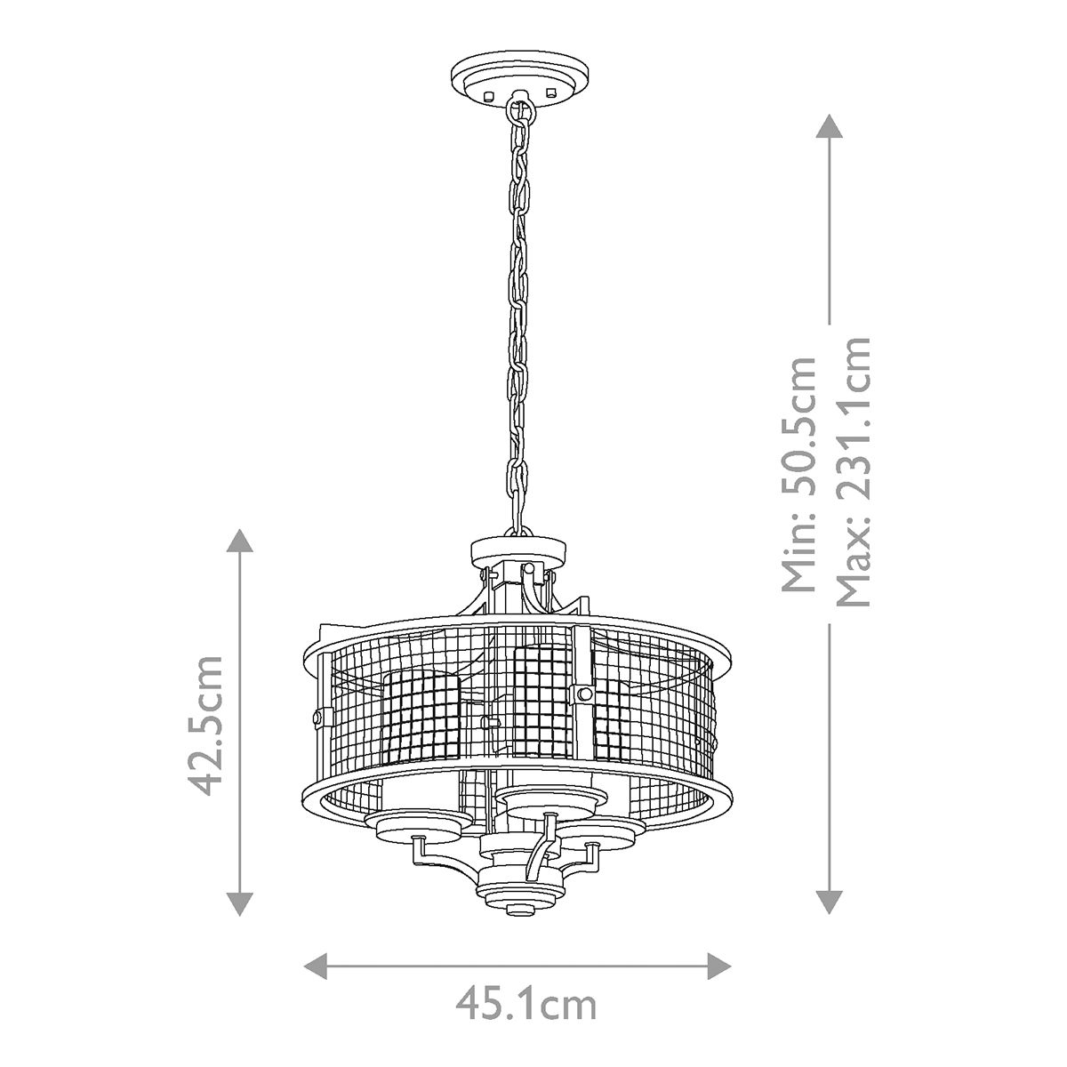 Kichler Chandelier from the Ahrendale range. Ahrendale 3 Light Duo-Mount Chandelier – SKU KL-AHRENDALE3