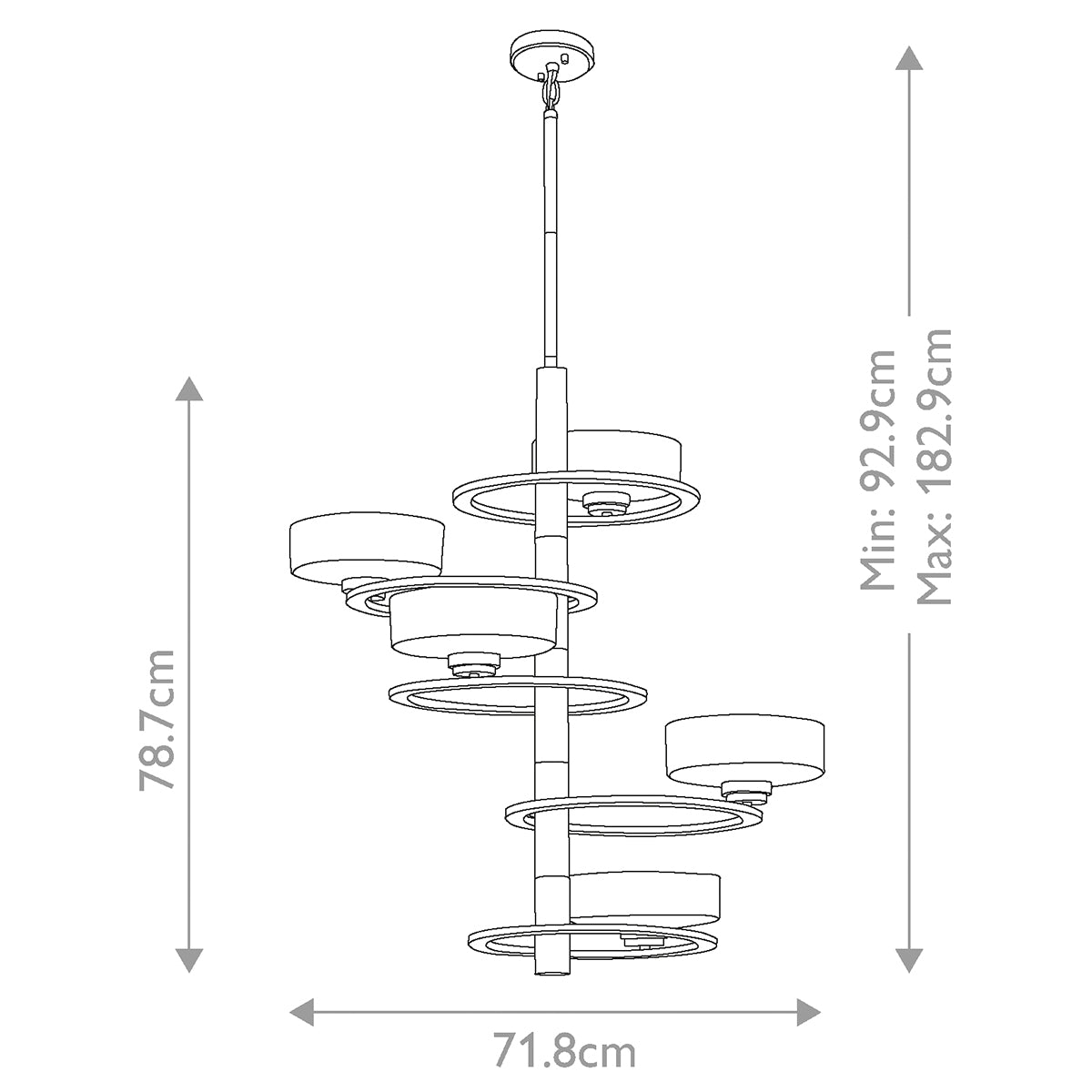 Kichler Chandelier from the Aleeka range. Aleeka 5 Light Tall Chandelier Product Code = KL-ALEEKA5A