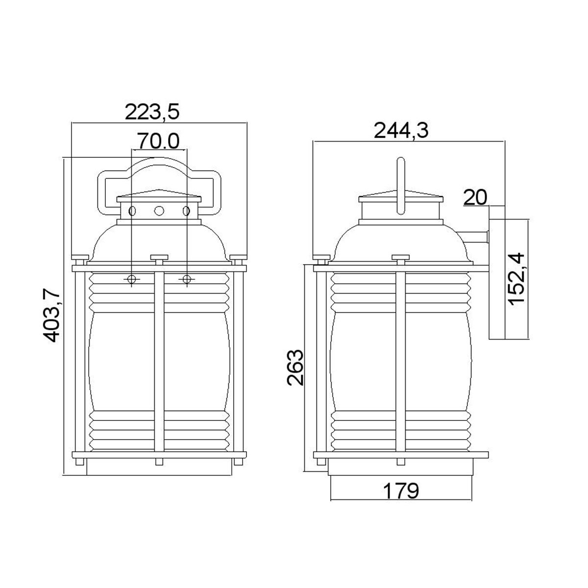 Kichler Outdoor Wall Light from the Ashland Bay range. Ashland Bay 1 Light Large Wall Lantern – SKU KL-ASHLANDBAY2-L-BU
